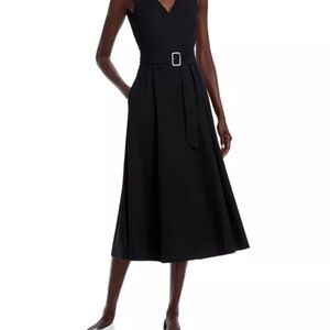 Theory Good Collection Women’s Black V-Neck‎ Volume Dress Size 10 NWT